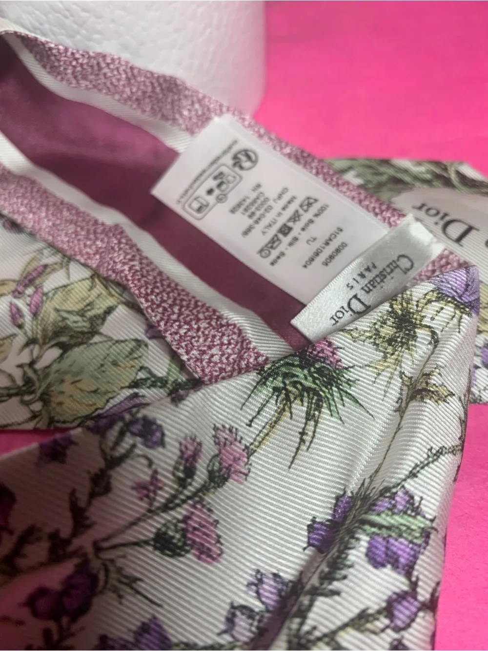 With Box Pre Owned Dior Floral Silk Twilly Scarf